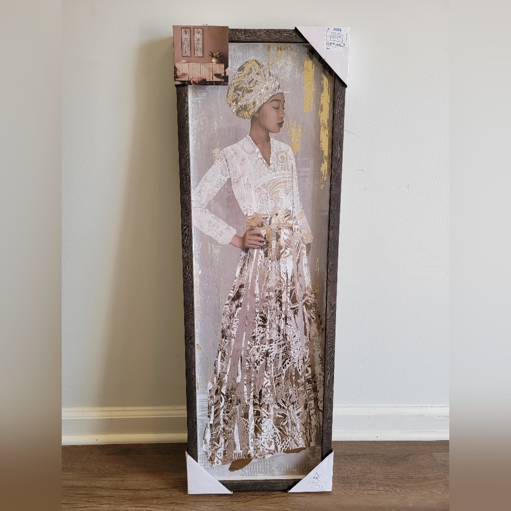 African Inspired Wall Art with Frame, 35.5"×12"